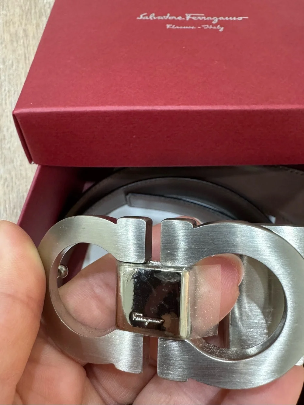 Salvatore Ferragamo men’s reversible and adjustable double Gancini belt